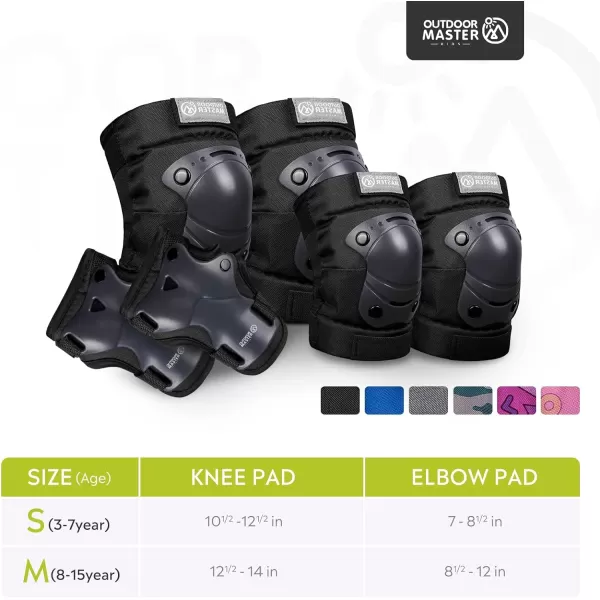 OutdoorMaster Teenagerskids Elbow Pads and Knee Pads for Kids  6In1 Set for Protective Gear Sets with Youth Shin Guards and Wrist Straps for Kids Bike and Kids Skateboard etcNinja Clan