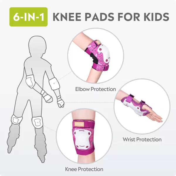 OutdoorMaster Teenagerskids Elbow Pads and Knee Pads for Kids  6In1 Set for Protective Gear Sets with Youth Shin Guards and Wrist Straps for Kids Bike and Kids Skateboard etcFairy Hut