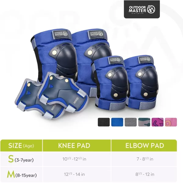 OutdoorMaster Teenagerskids Elbow Pads and Knee Pads for Kids  6In1 Set for Protective Gear Sets with Youth Shin Guards and Wrist Straps for Kids Bike and Kids Skateboard etcAqua Squad