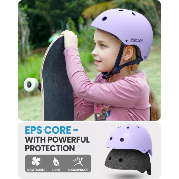 OutdoorMaster Youth ampamp Kids Bike Helmet  Adjustable MultiSports Skateboard Helmet with Removable Liners for Balance Bike Toddler Scooter One Wheel HoverboardPurple