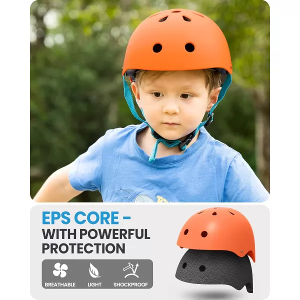 OutdoorMaster Youth ampamp Kids Bike Helmet  Adjustable MultiSports Skateboard Helmet with Removable Liners for Balance Bike Toddler Scooter One Wheel HoverboardOrange