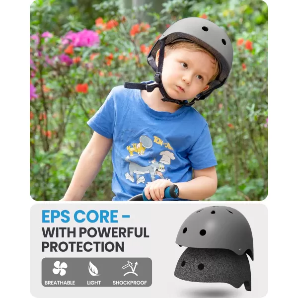 OutdoorMaster Youth ampamp Kids Bike Helmet  Adjustable MultiSports Skateboard Helmet with Removable Liners for Balance Bike Toddler Scooter One Wheel HoverboardGrey