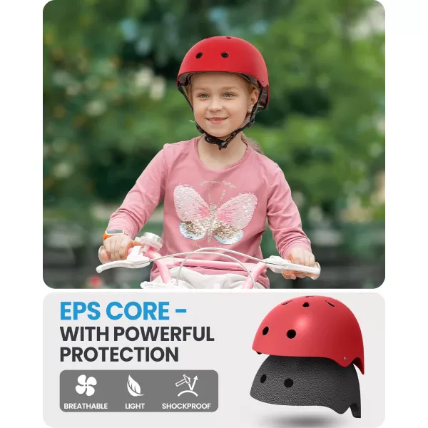 OutdoorMaster Youth ampamp Kids Bike Helmet  Adjustable MultiSports Skateboard Helmet with Removable Liners for Balance Bike Toddler Scooter One Wheel HoverboardRed