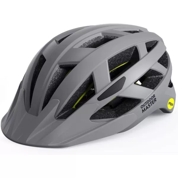 OutdoorMaster Gem Recreational MIPS Cycling Helmet  Two Removable Liners ampamp Ventilation in MultiEnvironment  Bike Helmet in Mountain Motorway for Youth ampamp AdultPavement Gray