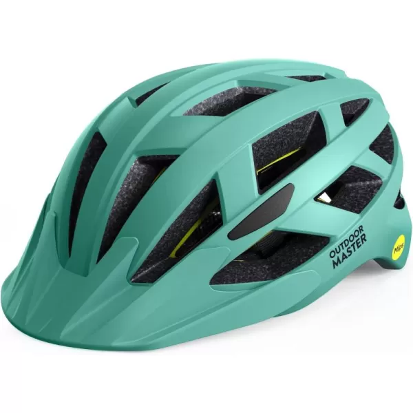 OutdoorMaster Gem Recreational MIPS Cycling Helmet  Two Removable Liners ampamp Ventilation in MultiEnvironment  Bike Helmet in Mountain Motorway for Youth ampamp AdultMint Green