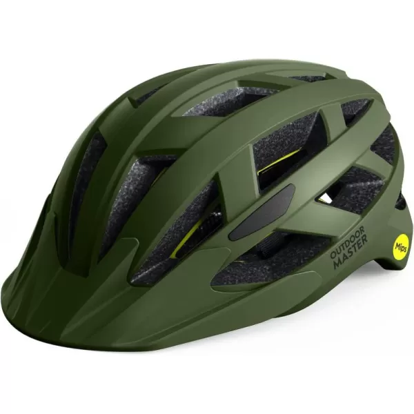 OutdoorMaster Gem Recreational MIPS Cycling Helmet  Two Removable Liners ampamp Ventilation in MultiEnvironment  Bike Helmet in Mountain Motorway for Youth ampamp AdultPalm Green