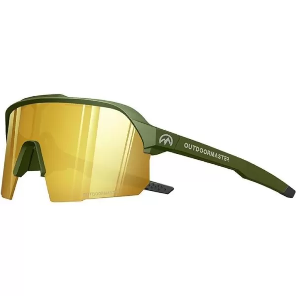 OutdoorMaster Hawk HD Sport Sunglasses Sport Cycling Glasses for Men Women Youth UV400 TR90 Sunglasses for Baseball RunningArmygreenframe Greenlen Vlt15