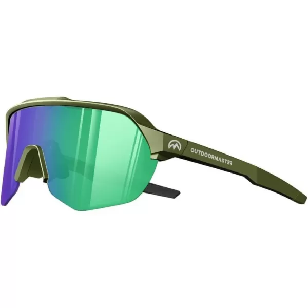 OutdoorMaster Hawk HD Sport Sunglasses Sport Cycling Glasses for Men Women Youth UV400 TR90 Sunglasses for Baseball RunningArmygreenframe Greenlenb Vlt15