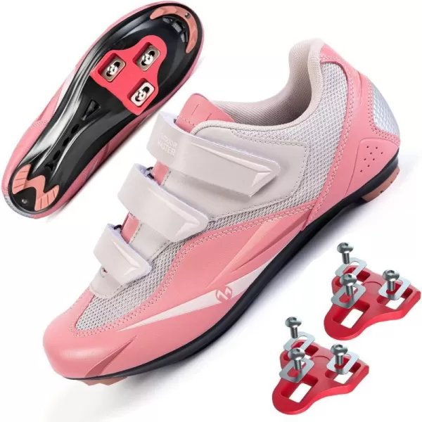 OutdoorMaster Mens Road Cycling Shoes Road Bike Shoes with Peloton Indoor Pedal of Delta Outdoor for Unisex Cycling Riding Shoes with 2 Cleat CompatiblePink