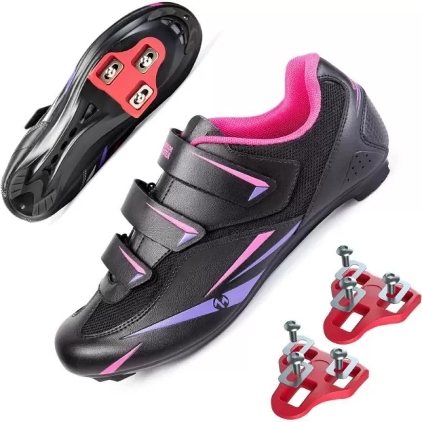 OutdoorMaster Mens Road Cycling Shoes Road Bike Shoes with Peloton Indoor Pedal of Delta Outdoor for Unisex Cycling Riding Shoes with 2 Cleat CompatibleBlack Pink