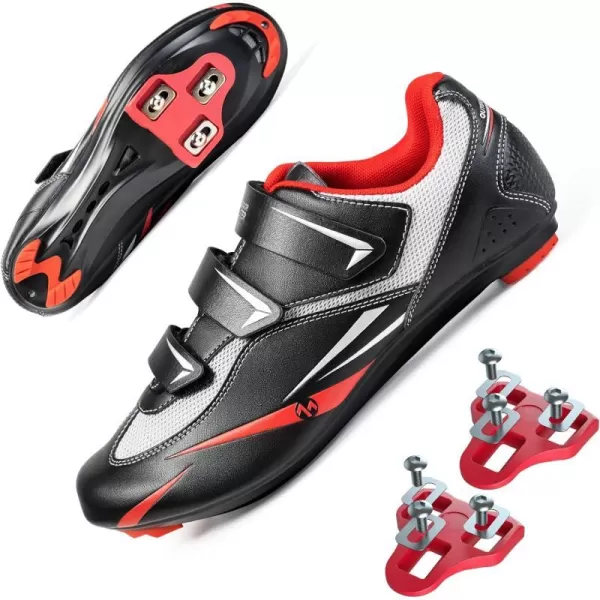 OutdoorMaster Mens Road Cycling Shoes Road Bike Shoes with Peloton Indoor Pedal of Delta Outdoor for Unisex Cycling Riding Shoes with 2 Cleat CompatibleBlackRed