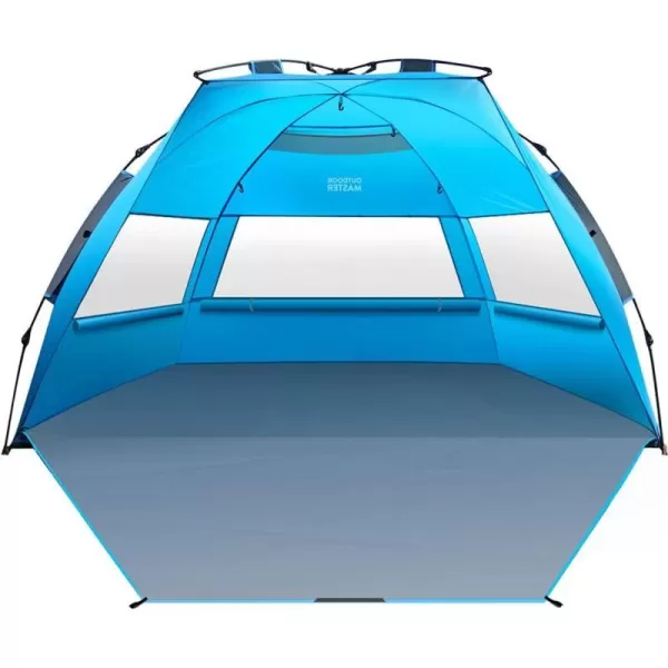 OutdoorMaster Pop Up Beach Tent for 4 Person  Easy Setup and Portable Beach Shade Sun Shelter Canopy with UPF 50 UV Protection Removable Skylight Family Size  BlueBlue XLarge