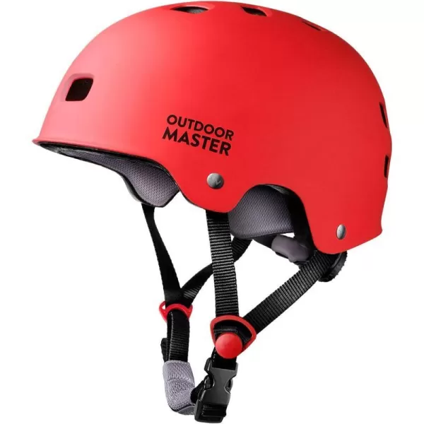 OutdoorMaster Skateboard Cycling Helmet  Two Removable Liners Ventilation MultiSport Scooter Roller Skate Inline Skating Rollerblading for Kids Youth amp AdultsRed