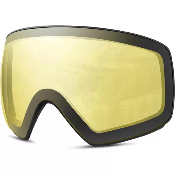 OutdoorMaster Ski Goggles Horizon  Snowboard Goggles with Ultra View Frameless Interchangeable Magnetic LensBlackframe Yellow Vlt 91