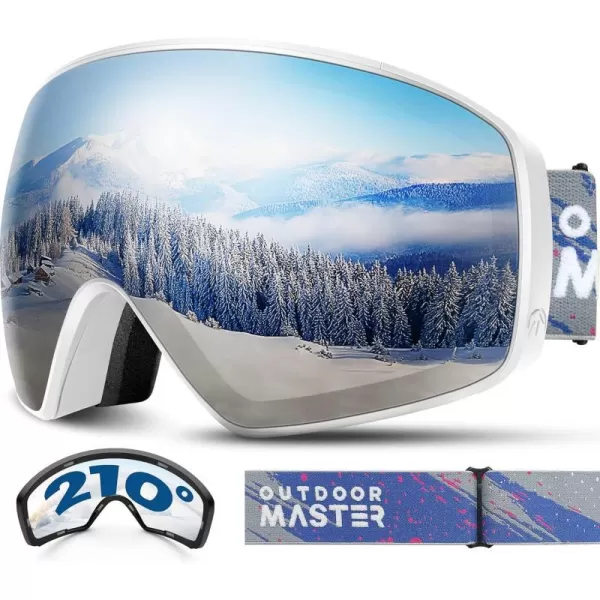 OutdoorMaster Ski Goggles Horizon  Snowboard Goggles with Ultra View Frameless Interchangeable Magnetic LensVlt 10  Grey Dots