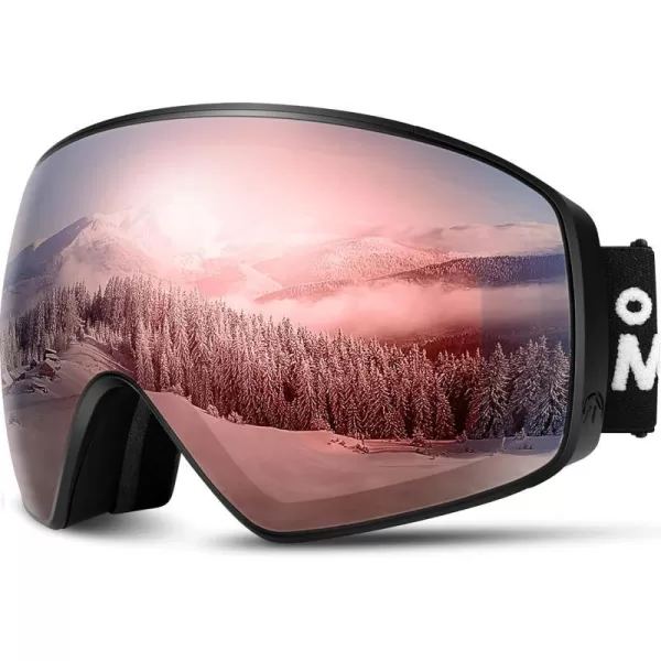 OutdoorMaster Ski Goggles Horizon  Snowboard Goggles with Ultra View Frameless Interchangeable Magnetic LensVlt 12  Blackframe Red Silver Lens