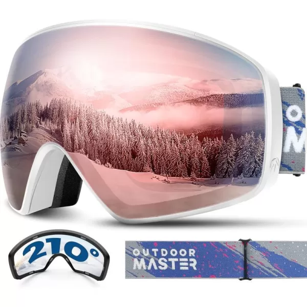 OutdoorMaster Ski Goggles Horizon  Snowboard Goggles with Ultra View Frameless Interchangeable Magnetic LensVlt 12  Grey Dots