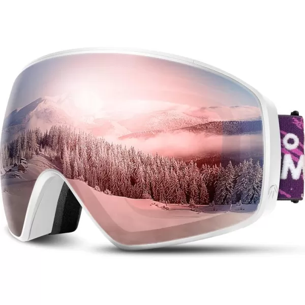 OutdoorMaster Ski Goggles Horizon  Snowboard Goggles with Ultra View Frameless Interchangeable Magnetic LensVlt 12  Purple Dots