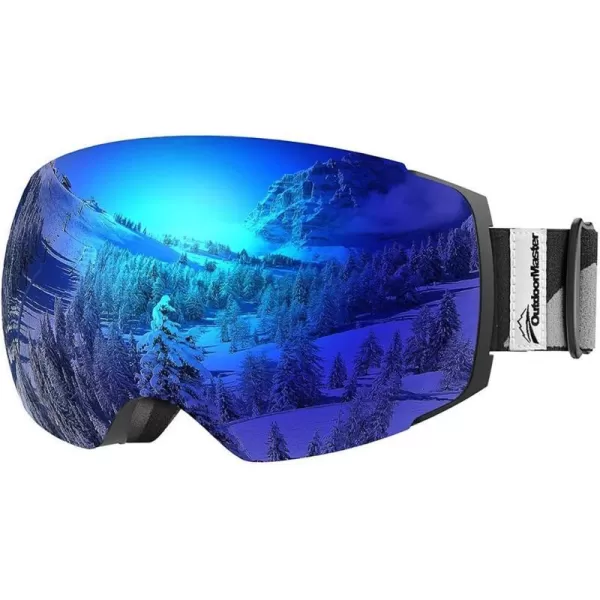 OutdoorMaster Ski Goggles PRO  Frameless Interchangeable Lens 100 UV400 Protection Snow Goggles for Men amp WomenA2blackframe Revobluelens Vlt15