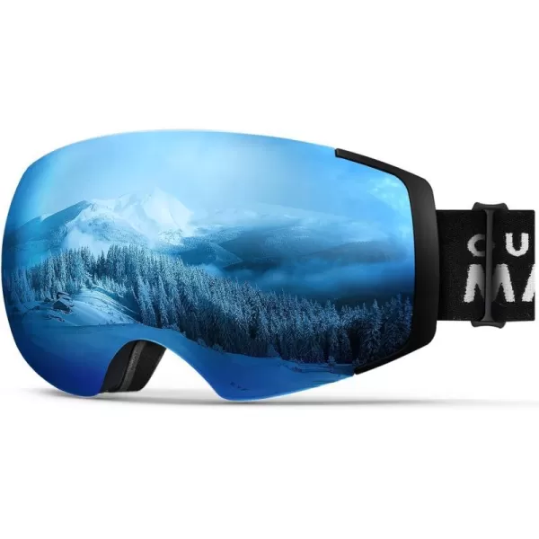 OutdoorMaster Ski Goggles PRO  Frameless Interchangeable Lens 100 UV400 Protection Snow Goggles for Men amp WomenA2blackframe Revobluelens Vlt16