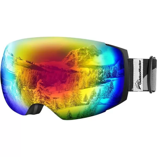 OutdoorMaster Ski Goggles PRO  Frameless Interchangeable Lens 100 UV400 Protection Snow Goggles for Men amp WomenBlackframe Revocolorfullens Vlt15