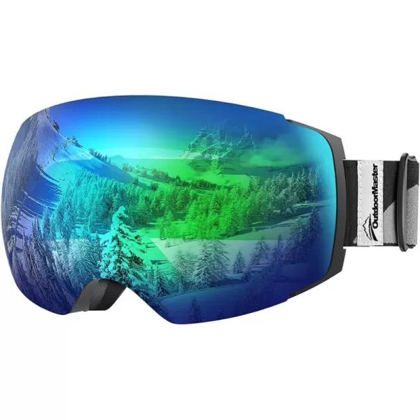 OutdoorMaster Ski Goggles PRO  Frameless Interchangeable Lens 100 UV400 Protection Snow Goggles for Men amp WomenBlackframe Revogreenlens Vlt18