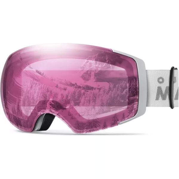 OutdoorMaster Ski Goggles PRO  Frameless Interchangeable Lens 100 UV400 Protection Snow Goggles for Men amp WomenGreyframe Lightpinklens Vlt59