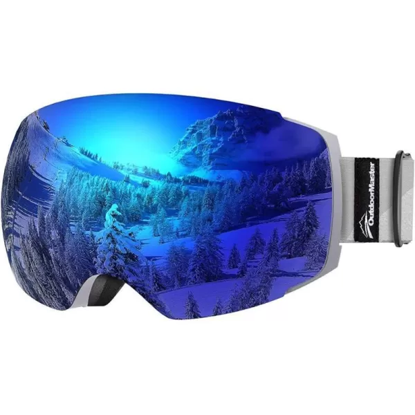 OutdoorMaster Ski Goggles PRO  Frameless Interchangeable Lens 100 UV400 Protection Snow Goggles for Men amp WomenGreyframe Revobluelens Vlt15