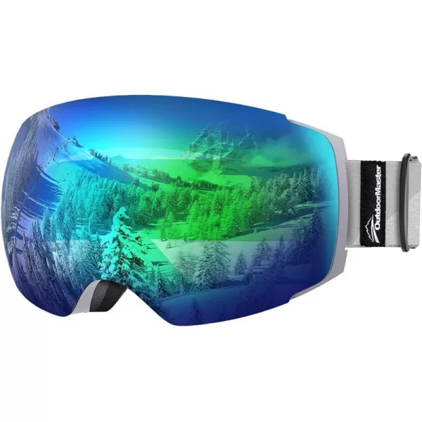 OutdoorMaster Ski Goggles PRO  Frameless Interchangeable Lens 100 UV400 Protection Snow Goggles for Men amp WomenGreyframe Revogreenlens Vlt18