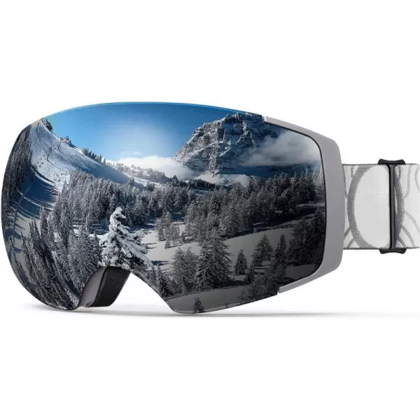 OutdoorMaster Ski Goggles PRO  Frameless Interchangeable Lens 100 UV400 Protection Snow Goggles for Men amp WomenGreyframe Revosilverlens Vlt10