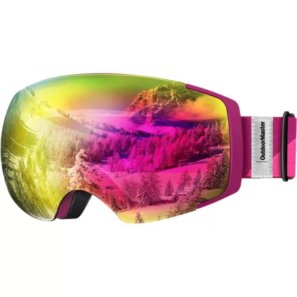 OutdoorMaster Ski Goggles PRO  Frameless Interchangeable Lens 100 UV400 Protection Snow Goggles for Men amp WomenPinkframe Revopinklens Vlt17