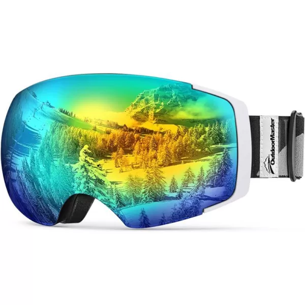 OutdoorMaster Ski Goggles PRO  Frameless Interchangeable Lens 100 UV400 Protection Snow Goggles for Men amp WomenWhiteframe Revogoldlens Vlt13