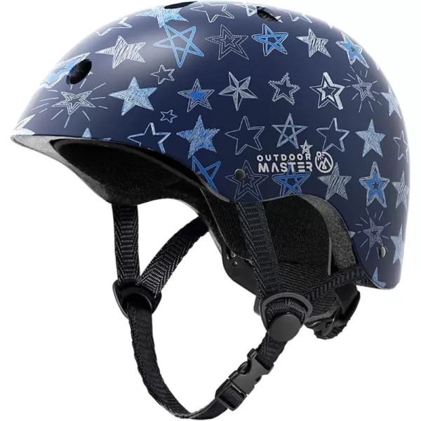 OutdoorMaster Youth ampamp Kids Bike Helmet  Adjustable MultiSports Skateboard Helmet with Removable Liners for Balance Bike Toddler Scooter One Wheel HoverboardBlue Stars