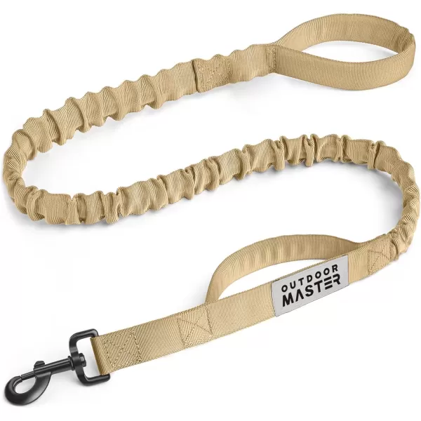 OutdoorMaster Bungee Dog Leash Heavy Duty Dog Leash with Shock Absorption 2 Padded Handles Training Leash Improved Dog Safety and Comfort Tan 4 FTKhakiTan