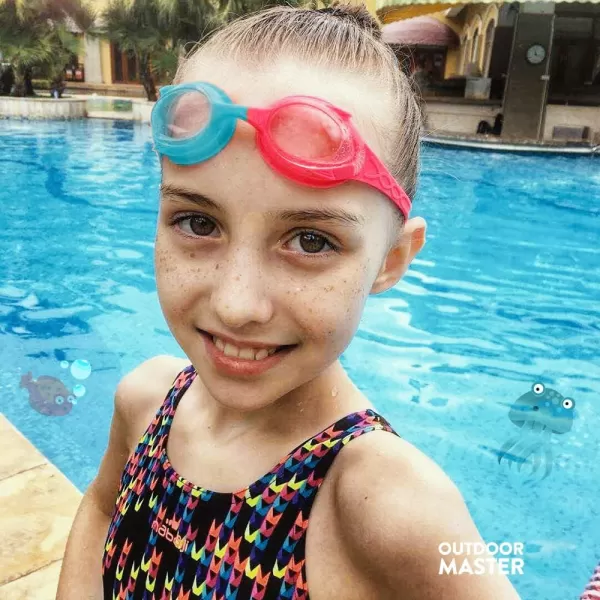 OutdoorMaster Kids Swim Goggles 2 Pack  Quick Adjustable Strap Swimming Goggles for Kids  A2 Packb