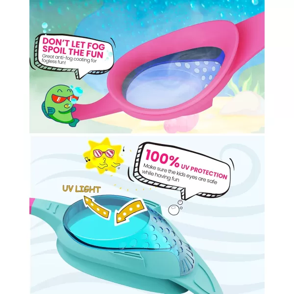 OutdoorMaster Kids Swim Goggles 2 Pack  Quick Adjustable Strap Swimming Goggles for Kids  A2 Packblue Pink