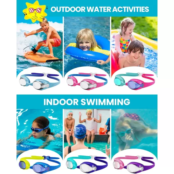 OutdoorMaster Kids Swim Goggles 2 Pack  Quick Adjustable Strap Swimming Goggles for Kids  A2 Packblue Pink