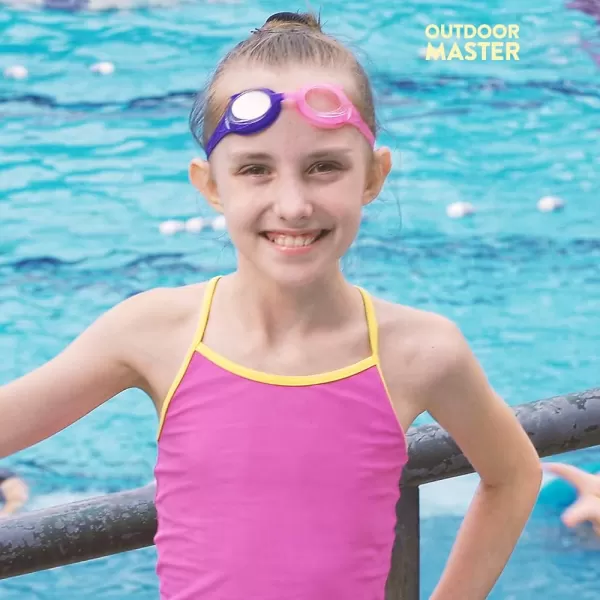 OutdoorMaster Kids Swim Goggles 2 Pack  Quick Adjustable Strap Swimming Goggles for Kids  A2 Packc