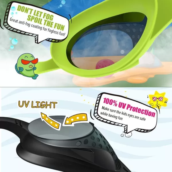 OutdoorMaster Kids Swim Goggles 2 Pack  Quick Adjustable Strap Swimming Goggles for Kids  A2 Packc
