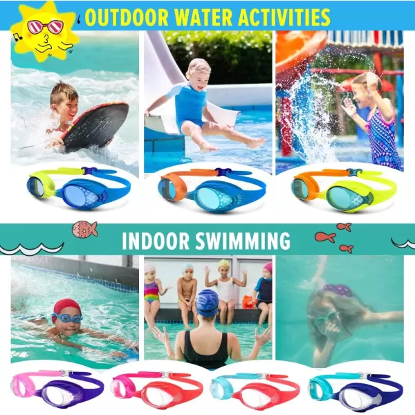 OutdoorMaster Kids Swim Goggles 2 Pack  Quick Adjustable Strap Swimming Goggles for Kids  A2 Packd