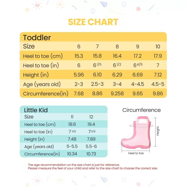 OutdoorMaster Kids Toddler Rain Boots Lightweight Easy to Clean for Boys Girls