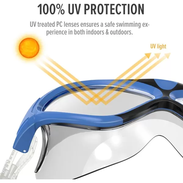 OutdoorMaster Swim Mask  Wide View Swimming Mask ampamp Goggles Antifog Waterproof BlackBlue