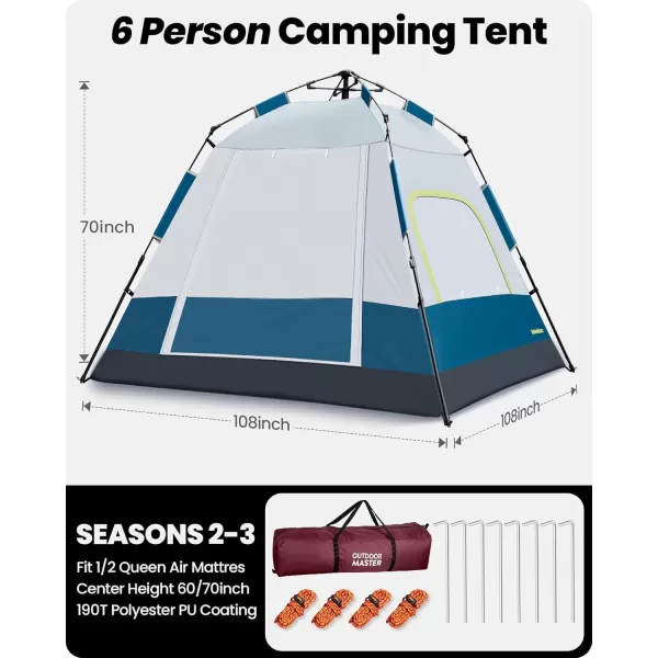 OutdoorMaster Tents 46 Person Camping Tent with Dark Space Technology Easy Setup in 60 Seconds Weatherproof Pop Up Tent for Camping with Top Rainfly Instant Cabin Tent