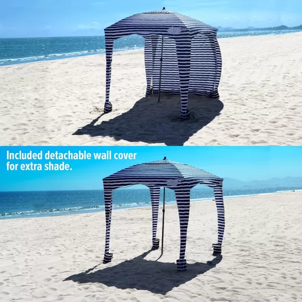 Qipi Beach Cabana  Easy to Set Up Canopy Waterproof Portable 6 x 6 Beach Shelter Included Side Wall Shade with UPF 50 UV Protection Ultimate Sun Umbrella  for Kids Family ampamp FriendsSailor Stripes