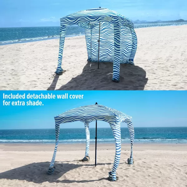 Qipi Beach Cabana  Easy to Set Up Canopy Waterproof Portable 6 x 6 Beach Shelter Included Side Wall Shade with UPF 50 UV Protection Ultimate Sun Umbrella  for Kids Family ampamp FriendsSilverthorne Wave