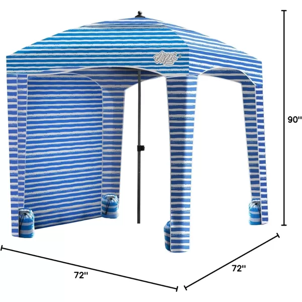 Qipi Beach Cabana  Easy to Set Up Canopy Waterproof Portable 6 x 6 Beach Shelter Included Side Wall Shade with UPF 50 UV Protection Ultimate Sun Umbrella  for Kids Family ampamp FriendsBlue Stripes with Changing Room