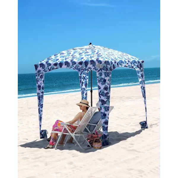 Qipi Beach Cabana  Easy to Set Up Canopy Waterproof Portable 6 x 6 Beach Shelter Included Side Wall Shade with UPF 50 UV Protection Ultimate Sun Umbrella  for Kids Family ampamp FriendsSea Life