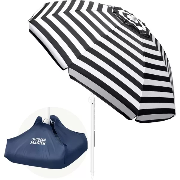 OutdoorMaster Beach Umbrella with Sand Bag  65ft Beach Umbrella with Sand Anchor UPF 50 PU Coating with Carry Bag for Patio and Outdoor  Navy StripedA01 Navy Striped