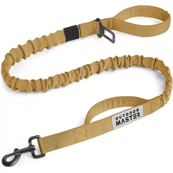 OutdoorMaster Bungee Dog Leash Heavy Duty Dog Leash with Shock Absorption 2 Padded Handles Training Leash Improved Dog Safety and Comfort Tan 4 FTBrown