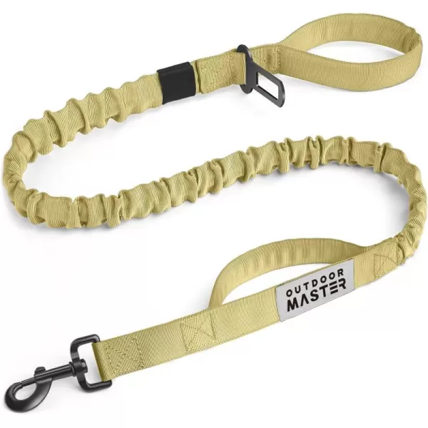 OutdoorMaster Bungee Dog Leash Heavy Duty Dog Leash with Shock Absorption 2 Padded Handles Training Leash Improved Dog Safety and Comfort Tan 4 FTKhakiTan